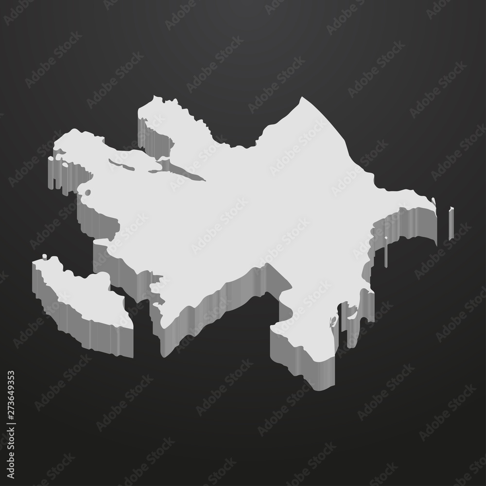 Poster azerbaijan map in gray on a black background 3d