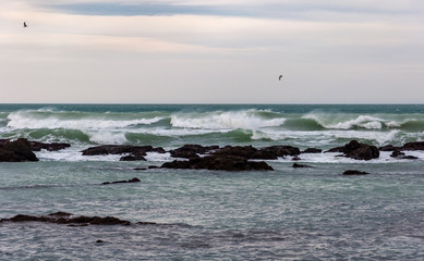 Biarritz Beach, France: Picturesque town on the Atlantic Ocean, in the Bay of Biscay. Aquitaine...