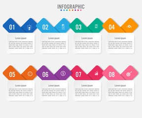 Business infographic labels template with 8 options.Creative concept for infographic..