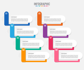 Business infographic labels template with 8 options.Creative concept for infographic..