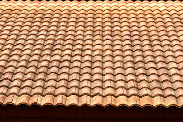ancient top roof tile pattern of house in rural