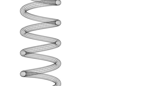 The rotation of the polygonal spiral. Polygons and edges. Transparency. Alpha channel. Animation. 4K.