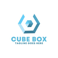 Cube Box Logo Design For Technology  With Colorfull Style. Hexagon Logotype. Digital Element And Cube Emblem For Company. App Icon For Tech Business. Creative And Modern Graphic Idea.