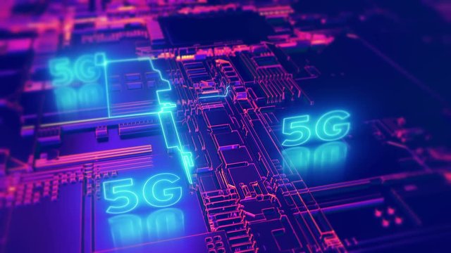 5G fifth generation cellular network technology. Broadband access animated 3D video concept.