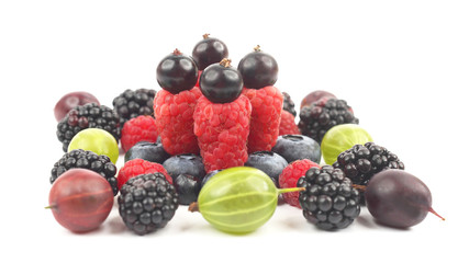 different berries on a white background. healthy fresh vegetables and food