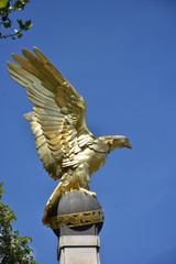 Golden Eagle, part of the Royal Air Force Memorial, spreading his wings over the Victoria Embankment in central London