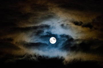 Naklejka na ściany i meble Dramatic night sky with full moon over United Kingdom