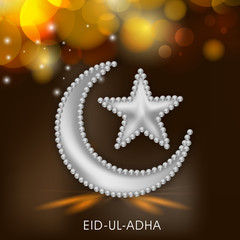 Eid-Ul-Adha festival celebration with decorated moon and star.