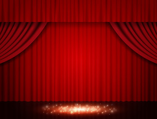 Background with red theatre curtain