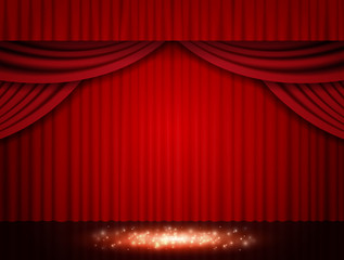 Background with red theatre curtain