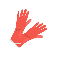 Rubber gloves for cleaning color vector icon. Flat design