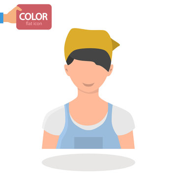 Cleaning Service Worker Color Vector Icon. Flat Design