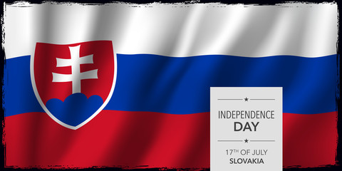 Slovakia happy independence day greeting card, banner vector illustration