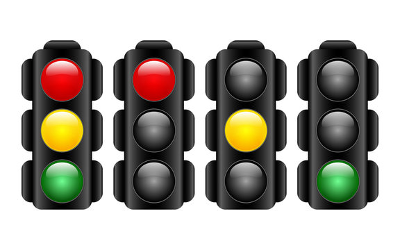 Set of traffic lights in realistic style. 