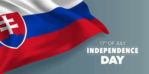 Slovakia happy independence day greeting card, banner with template text vector illustration
