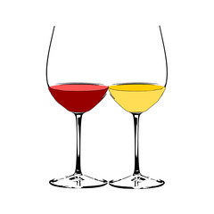 Calici di vino bianco e rosso