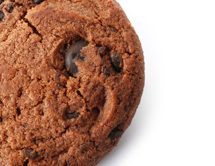 Tasty chocolate cookie on white background