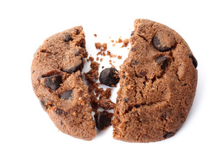 Tasty chocolate cookie on white background