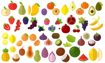 Foto op Canvas fruits vector icon set © mushakesa