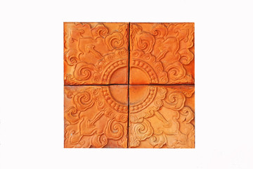 Traditional Flower Clay Tiles on White Background