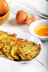 Traditional Turkish/Greek meal; Zucchini mucver 