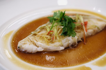 steam snow fish with sea salt sauce