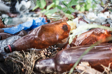 Ecology concept. Environmental protection. Plastic pollution. Garbage and recycling.