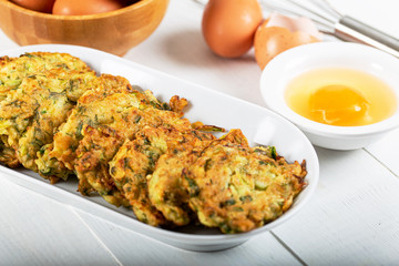 Traditional Turkish/Greek meal; Zucchini mucver 