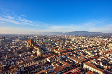 aerial view of Florence from Cathedral of Santa Maria del Fiore. Panorama of Firenze. 