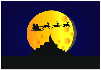 skyline of Abbey of Mont Saint-Michel in France