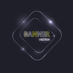 Glowing neon banner for design. Vector Background