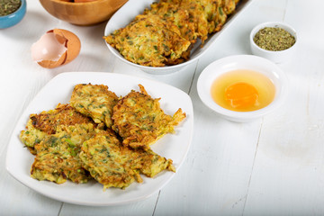 Traditional Turkish/Greek meal; Zucchini mucver 