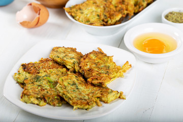 Traditional Turkish/Greek meal; Zucchini mucver 