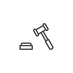 Auction hammer line icon. legal expenses insurance linear style sign for mobile concept and web design. Judge gavel outline vector icon. Symbol, logo illustration. Vector graphics