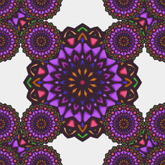 Seamless pattern with ethnic mandala art ornament. Mandala seamless pattern background. Floral mandala pattern background