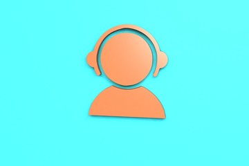 3D illustration of Reporter, orange color with blue background.
