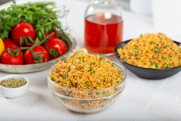 Traditional turkish food bulgur salad
