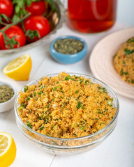 Traditional turkish food bulgur salad