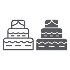 Cake line and glyph icon, food and sweets, dessert sign, vector graphics, a linear pattern on a white background.