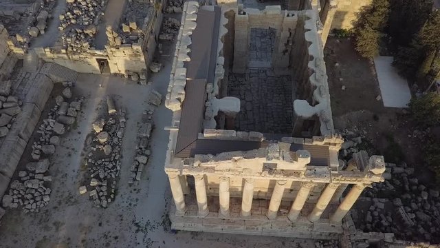 Aerial Shot of the Temple of Bacchus in Baalbeck, Lebanon