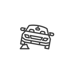 Auto insurance line icon. linear style sign for mobile concept and web design. Stone on the road outline vector icon. Symbol, logo illustration. Vector graphics