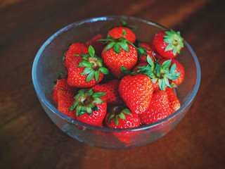 Fresh strawberries from farm on table for eating.
