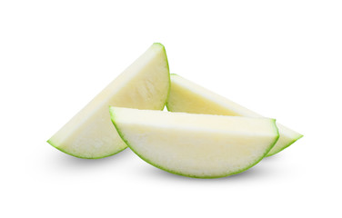 Fresh  sliced green mango isolated on white background