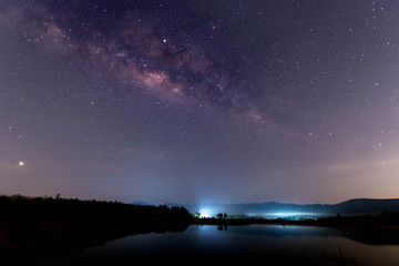 Fototapeta premium Night landscape image with Milky Way