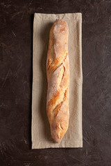 Freshly baked homemade baguette or bread with a crispy crust