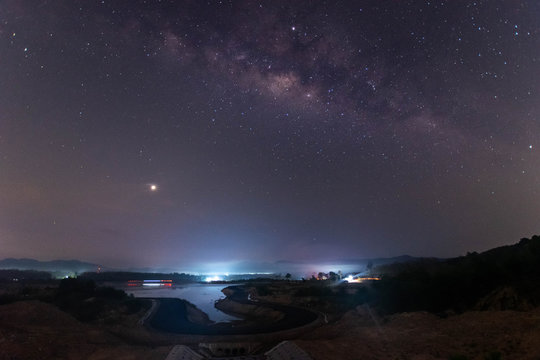 Night landscape image with Milky Way