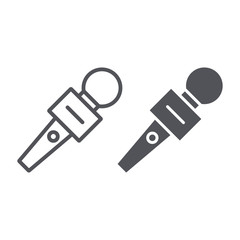 Microphone line and glyph icon, music and audio, mic sign, vector graphics, a linear pattern on a white background.