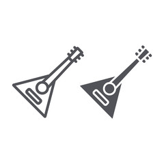 Balalaika line and glyph icon, music and string, folk russian instrument sign, vector graphics, a linear pattern on a white background.