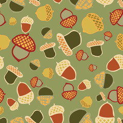 acorn woodland seamless repeat pattern design