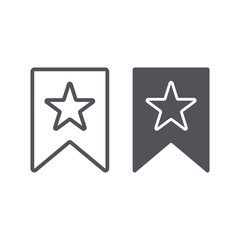 Favourites line and glyph icon, mark and favorite, bookmark with star sign, vector graphics, a linear pattern on a white background.